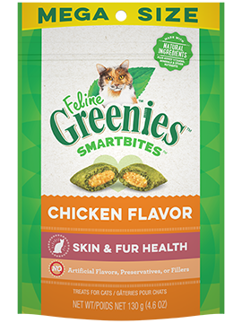 FELINE GREENIES™ SMARTBITES™ Healthy Skin & Fur Treats Chicken Flavor